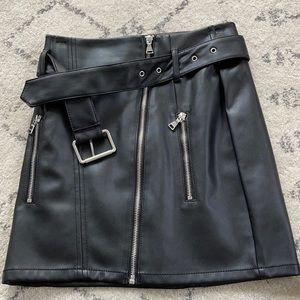 express faux black leather skirt